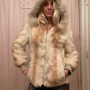REAL rabbit fur coat with hood / SOLD